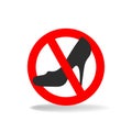 High heels prohibiting vector sign