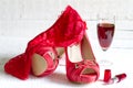 High heels and red g-string abstract concept