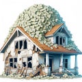 High Interest Debt Money Pit Fixer-upper Housing Collapse Mortgage Financial Pressure Soaring Bills AI Generated