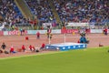 Athlete at his try at high jump