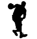 High jumping Basketball player in jump throw, Best Slam Dunk with a ball. Silhouette. Royalty Free Stock Photo