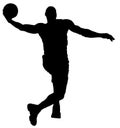 High jumping Basketball player in jump throw, Best Slam Dunk with a ball. Silhouette. Royalty Free Stock Photo