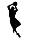 High jumping Basketball player in jump throw, Best Slam Dunk with a ball. Silhouette. Royalty Free Stock Photo