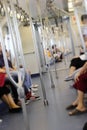 High key blurred image of Passengers in the train Royalty Free Stock Photo