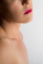 High key fine art portrait of woman mouth and chin on bright white background Royalty Free Stock Photo