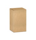 High kraft cardboard box mockup, vertical tall  on a white background Royalty Free Stock Photo