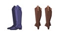 High Leather Boots Pair as Equestrian Sport Items for Racing Vector Set