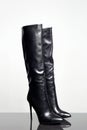 high leather women's boots. Trendy Wellingtons hight heels shoes