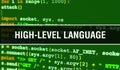 High-level language text written on Programming code abstract technology background of software developer and Computer script. Royalty Free Stock Photo