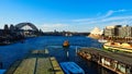 Panoramic View of Circular Quay and the Sydney Harbour Bridge and the Opera House, Australia Royalty Free Stock Photo