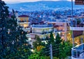 Dusk View Overn Suburban Athens Houses, Greece