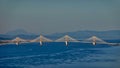 High Level View of the Rio Antirrio Bridge, Crossing the Corinthian Gulf, Greece