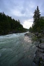 Torrential McDonald Creek in Glacier National Park, Montana after heavy rains. Royalty Free Stock Photo