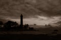 High lighthouse tower silhouette in the dark Royalty Free Stock Photo