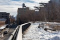 The High Line Park with Snow and No People during the Winter in Chelsea of New York City Royalty Free Stock Photo