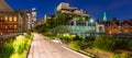 The High Line at twilight, panoramic view. Chelsea. Manhattan, New York City Royalty Free Stock Photo