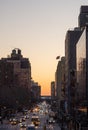 The High Line Walkway in New York, view at the city roads during sunset time, New York city, NY, USA Royalty Free Stock Photo
