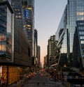 The High Line Walkway, view at the busy roads during sunset time, New York city, NY, USA Royalty Free Stock Photo