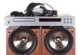 High loudspeaker tower with cd player Royalty Free Stock Photo