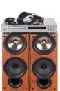 High loudspeaker tower with cd player Royalty Free Stock Photo