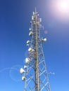 High metal radio cellular network antenna base station telecommunication tower with many microwave antennas