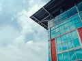 High and modern building with reflection of beautiful sky with c Royalty Free Stock Photo