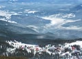 High mountain ski resort with beautiful colorful houses Royalty Free Stock Photo