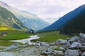 High mountain alpine valley at summer. Krimmler Tauernhaus. Aus Royalty Free Stock Photo