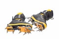 High mountain boots with crampons Royalty Free Stock Photo