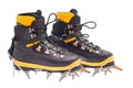 High mountain boots with crampons Royalty Free Stock Photo