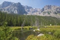 High mountain fishing lake forest pond mountains wetland swamp Royalty Free Stock Photo