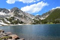 High Mountain Lake in Summer With Blue Skies and Clouds Royalty Free Stock Photo