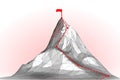 High mountain peak 3D landscape. Technology structure grid abstract goal reaching. Business success teamwork concept