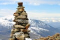 Stones lined up as a mark, OvÃÂinec peak, southern Kosovo