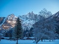 High mountain peaks in the Chamonix Valley in the French Alps.