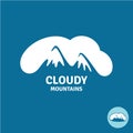 High mountain peaks in a cloud sky logo template