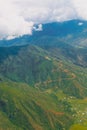 High mountain range scenic landscape aerial shot in Bhutan Royalty Free Stock Photo
