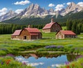 High mountain scene rural living beautiful landscape