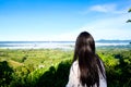 High mountain view infront of the women from Khao Kho Royalty Free Stock Photo