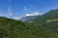 High mountains covered by dense forest in the national park Montenegro Durmitor. Royalty Free Stock Photo