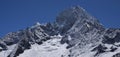 High mountains Kangtega and Thamserku. View from Khumjung, Nepal Royalty Free Stock Photo