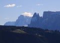 High mountains Langkofel, Santner Spitze, Euringer Spitze and others