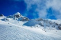 High mountains view and clouds of French Alps Royalty Free Stock Photo