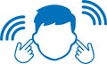 High noise level icon, High sound, loud sound noise blue vector icon.