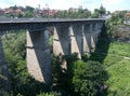 A high old Novoplanivskyi bridge in Kamianets-Podilskyi Ukraine Royalty Free Stock Photo