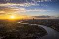 High panoramic sunset view of the urban skyline of London Royalty Free Stock Photo