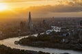 High panoramic sunset view of the urban skyline of London Royalty Free Stock Photo