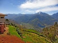 High pass in the Andes with mountain range view