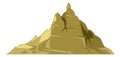 High peak. Yellow stone mountain. Alpine symbol