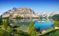 High peaks mountain lake reflection, Scenic landscape